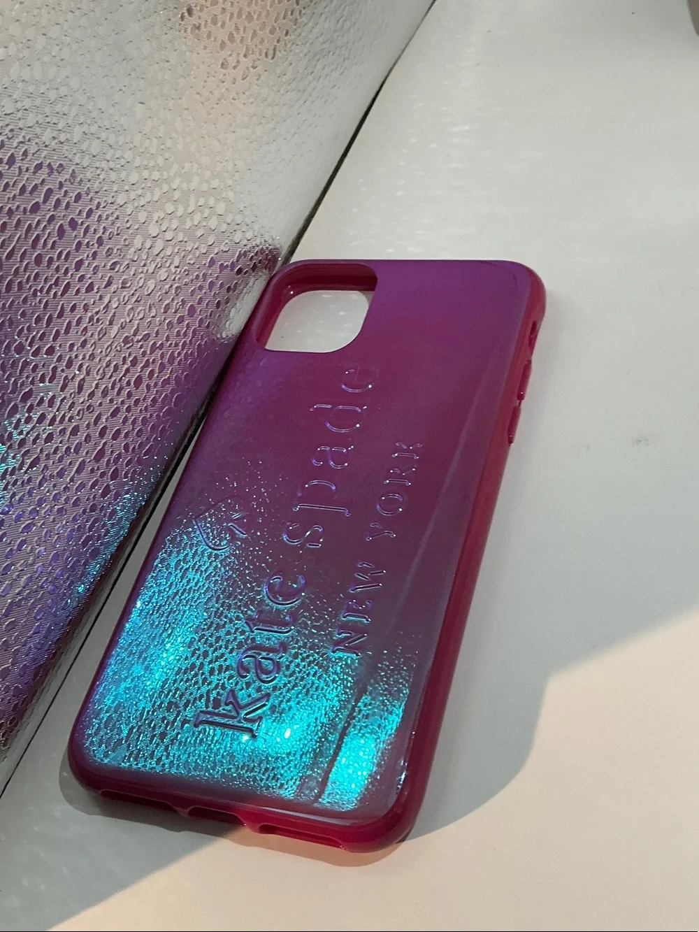 Kate Spade Pink Glossy Magenta Embossed Logo iPhone Case